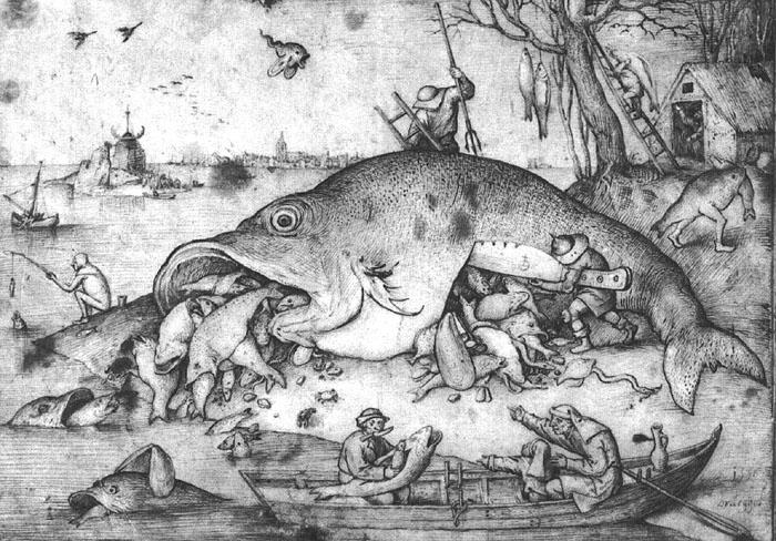 BRUEGEL, Pieter the Elder Big Fishes Eat Little Fishes g oil painting picture